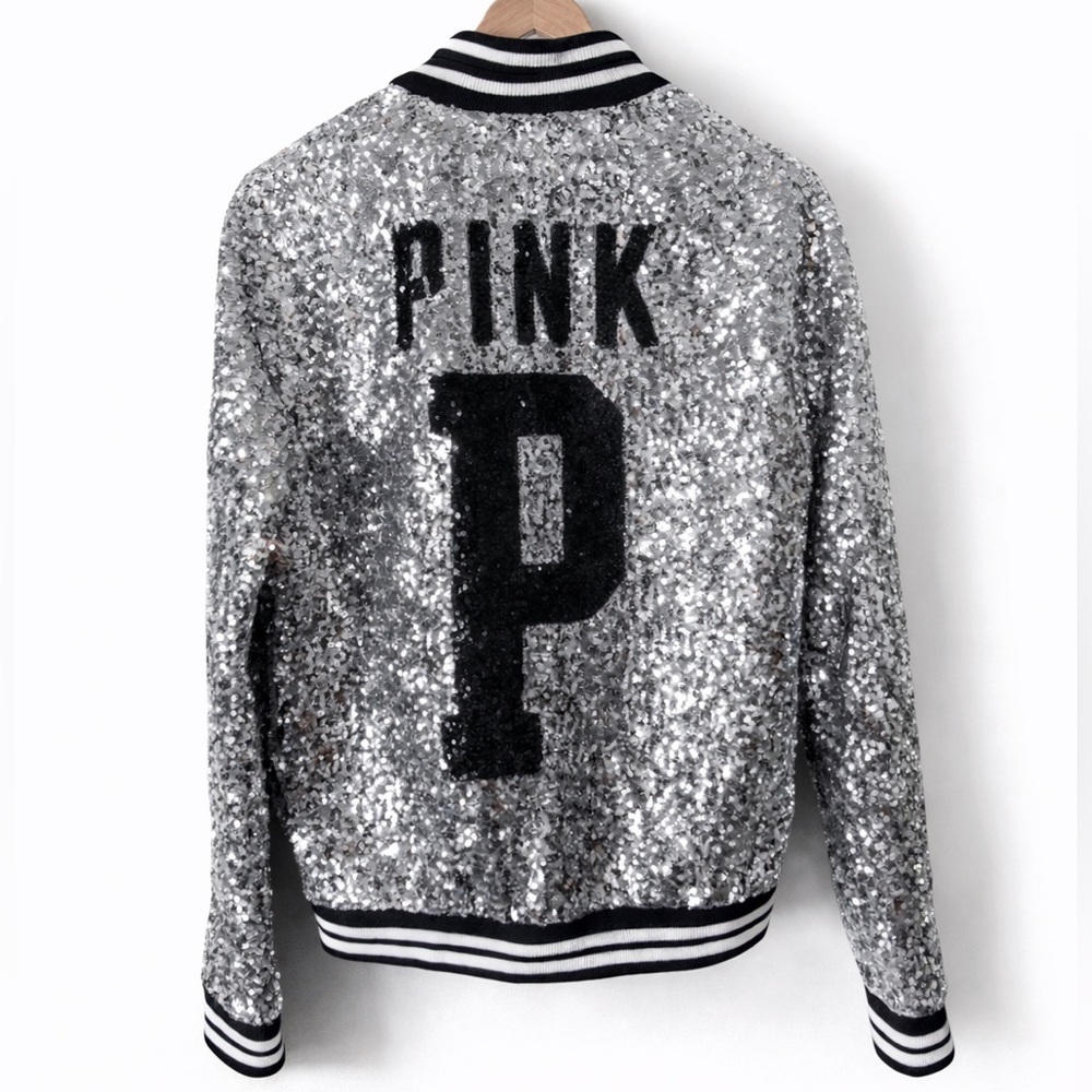 Y2K PINK Victoria’s Secret 2013 Limited Edition sequin Bomber Jacket Logo small